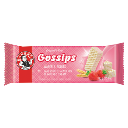 BAKERS GOSSIP WAFERS STRAWBERRY 100G