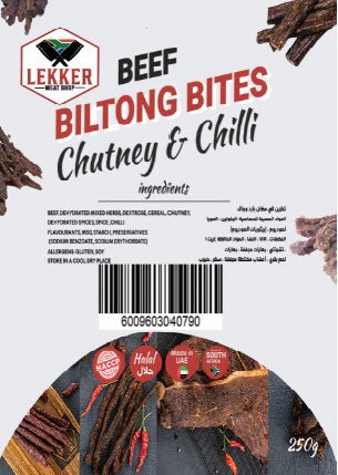 LEKKER  BEEF BILTONG STICKS CHUTNEY & CHILLI 40G