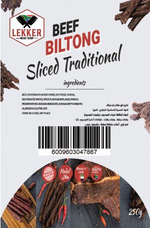 LEKKER BEEF BILTONG SLICED CHILLI 80G