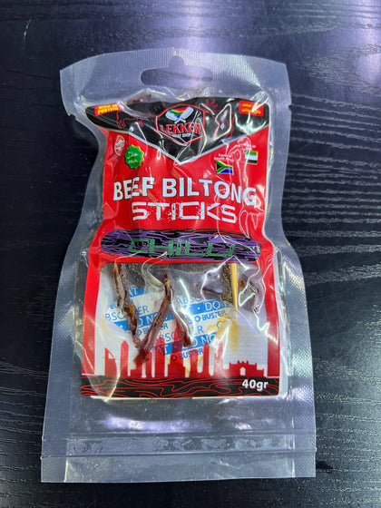 LEKKER BEEF BILTONG STICKS CHILII 40G