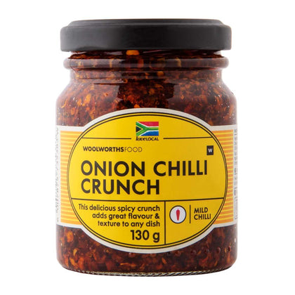 WOOLWORTHS ONION CHILLI CRUNCH M/CHILLI 130G