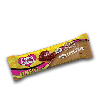 CARING CANDIES TOFFE CRUNCH MILK CHOCOLATE 50G