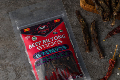 LEKKER BEEF BILTONG STICKS STEERS CHILLI 80g