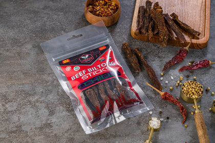 LEKKER BEEF BILTONG STICKS (HOT CHILLI) 80G