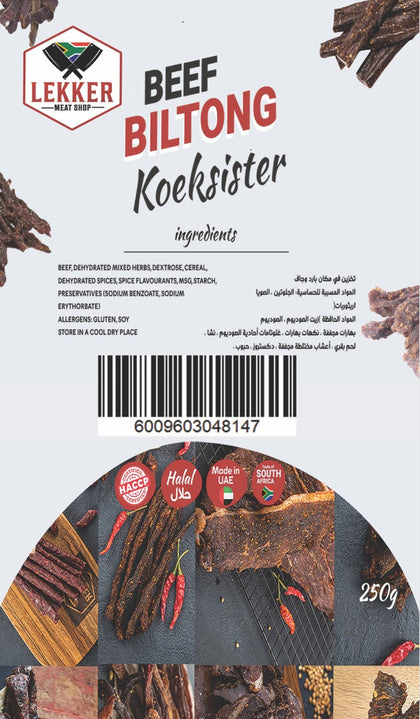 LEKKER BEEF BILTONG KOEKSISTER 250G