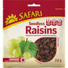 SAFARI SEEDLESS RAISINS 250G