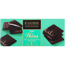 D LICIOUS CHOCOLATES MINT THINS DARK CHOCO 135G