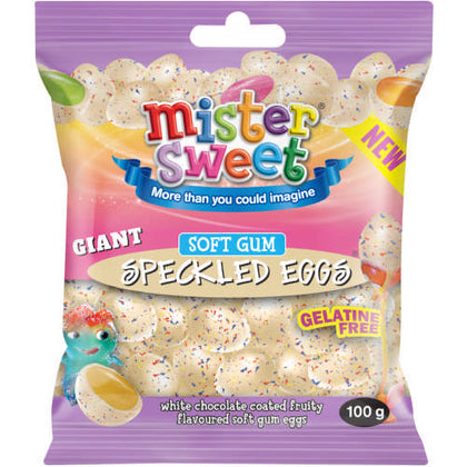 MISTER SWEET SPECKLED EGGS WHITE CHOC JELLY 100G